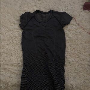 Navy Blue and White Striped athletic lulu shirt